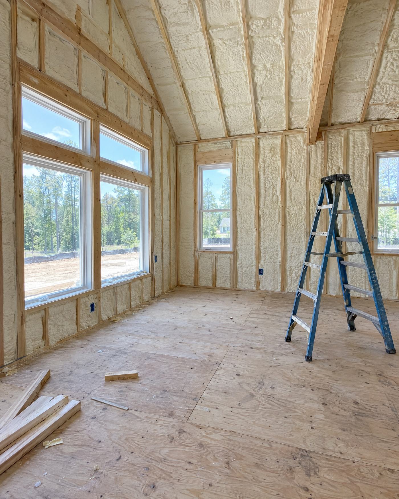 Spray foam insulation in a home in Waterville, ME